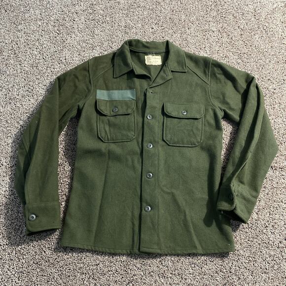Vintage US Army Shirt Mens Small Wool Cold Weather Field Military 70s - Picture 1 of 7